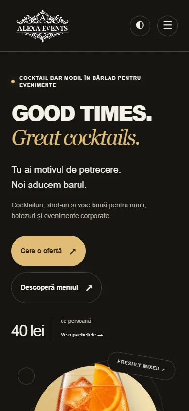 Alexa Events website, mobile homepage